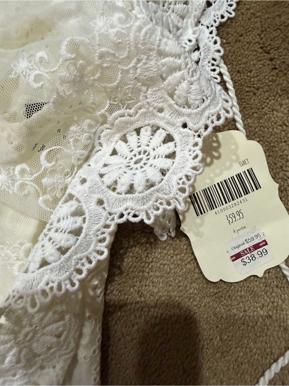 Altar'd State Cream Eyelet Lace Peasant Blouse with Tassels - Picture 2 of 4